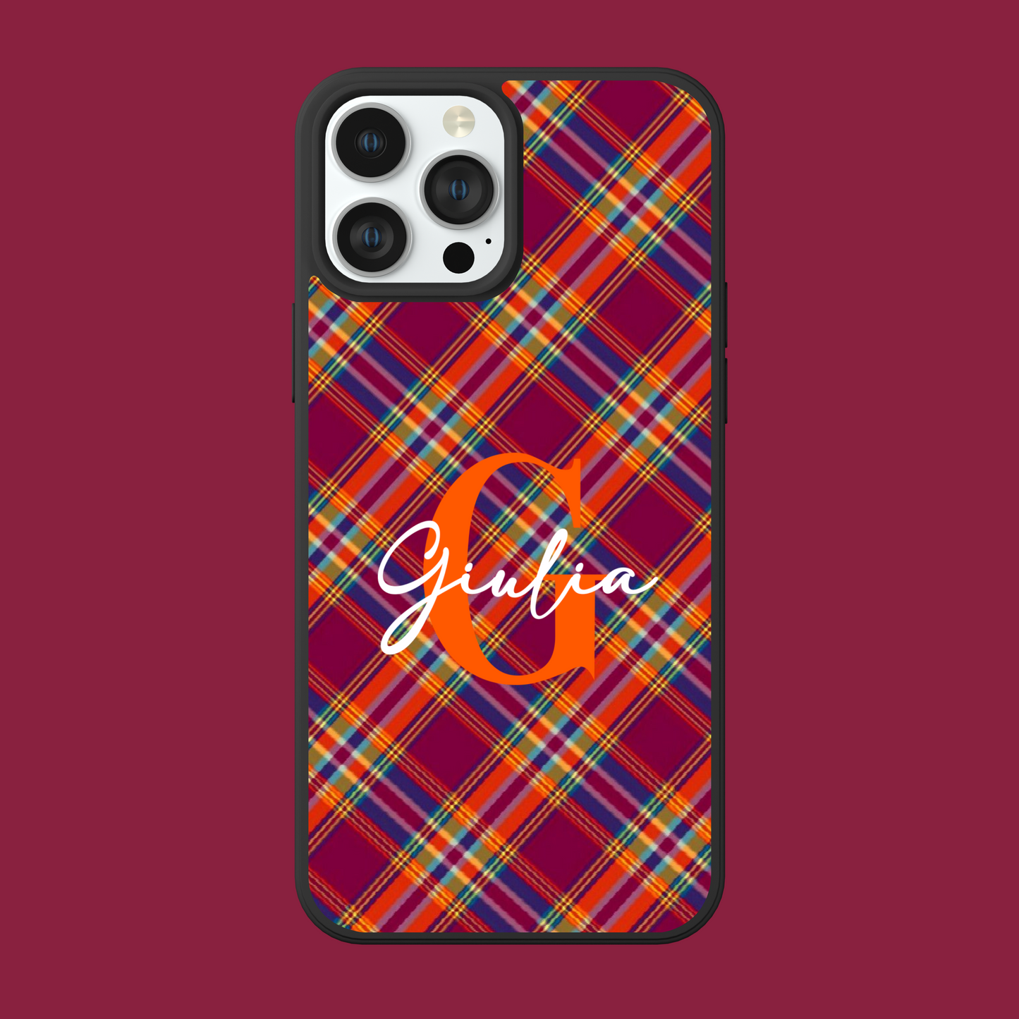 COVER CON INIZIALI TARTAN CHECK